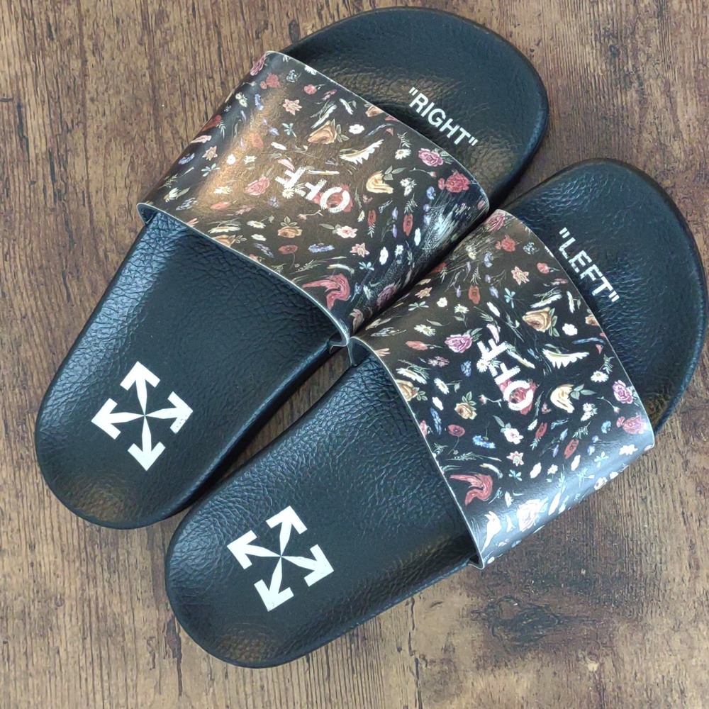 Off-White Floral Pool Slides Sz. 36